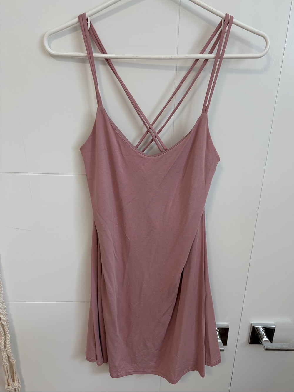 WORKHALL Strappy A-Line Mini Dress in Dusty Rose